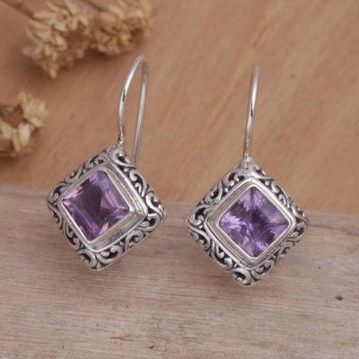 Primary image for Unique Sterling Silver and Amethyst Drop Earrings Ubud Goddess