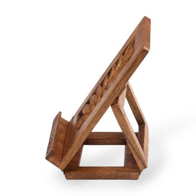 Alternate image for Leaf-Themed Jempinis Wood Phone Holder with Golden Accents Leafy Discovery