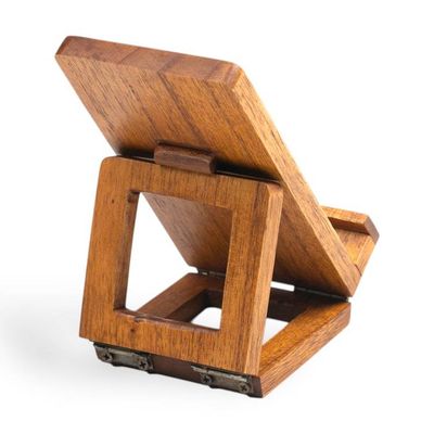 Alternate image for Hand-Carved Foldable Wood Phone Holder with Floral Motifs Floral Future