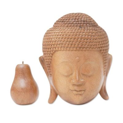 Alternate image for Natural Finish Suar Wood Buddha Mask from Bali Buddha