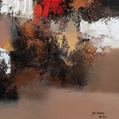 Alternate image for Unstretched Acrylic on Canvas Painting in Earthy Palette My Nature My Soul