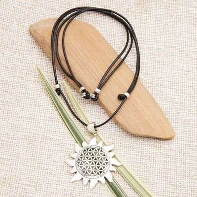 Alternate image for Adjustable Sun-Shaped Sterling Silver Pendant Necklace Bright Summer