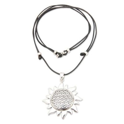 Alternate image for Adjustable Sun-Shaped Sterling Silver Pendant Necklace Bright Summer