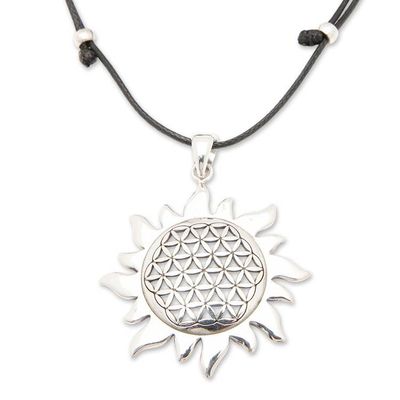 Alternate image for Adjustable Sun-Shaped Sterling Silver Pendant Necklace Bright Summer