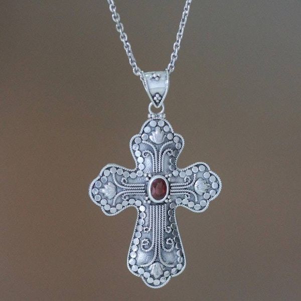 Alternate image for Garnet cross necklace Redemption