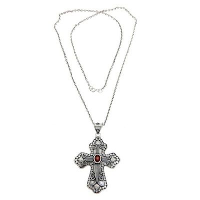 Alternate image for Garnet cross necklace Redemption