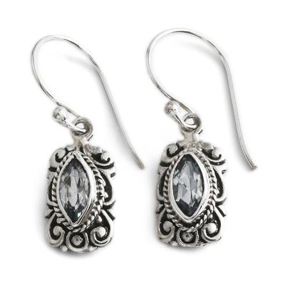 Alternate image for Baroque-Inspired 1-Carat Faceted Blue Topaz Dangle Earrings Heavenly Frame