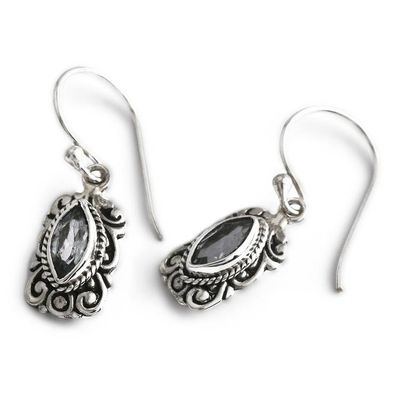 Alternate image for Baroque-Inspired 1-Carat Faceted Blue Topaz Dangle Earrings Heavenly Frame