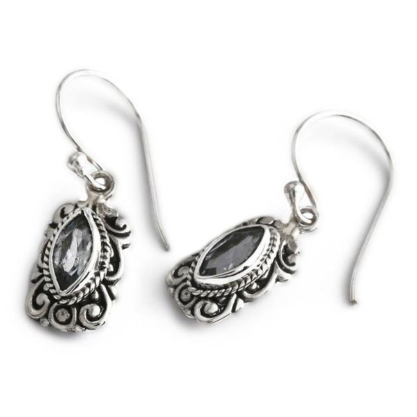 Alternate image for Baroque-Inspired 1-Carat Faceted Blue Topaz Dangle Earrings Heavenly Frame