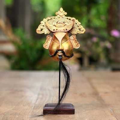 Alternate image for Handmade Wood and Copper Mask on Stand Royal Elder