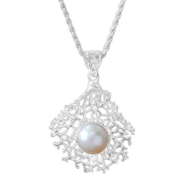 Alternate image for Pearl pendant necklace White Coral