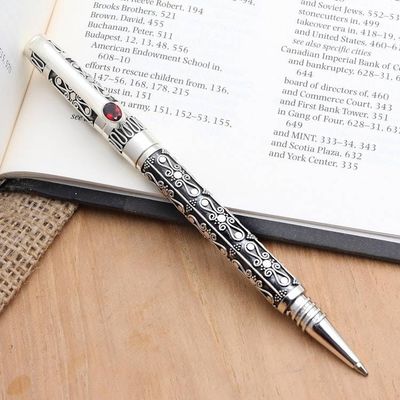Primary image for Keepsake Sterling and Garnet Ballpoint Pen Balinese Petals