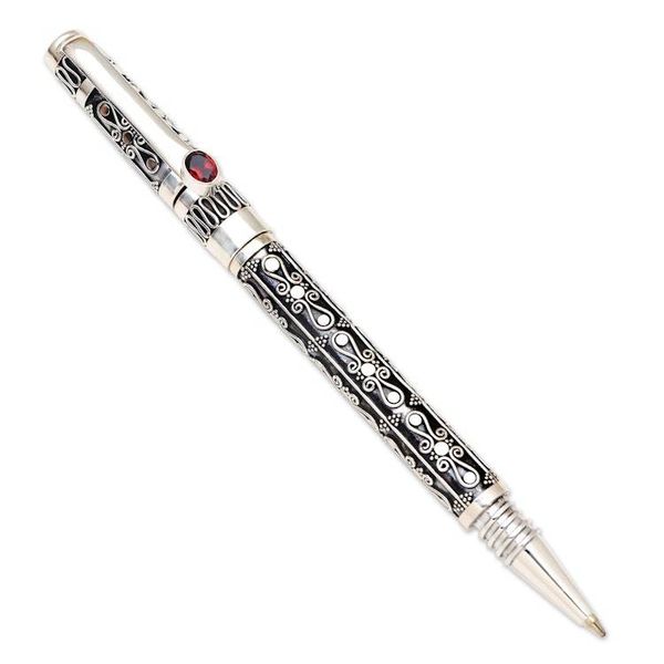 Alternate image for Keepsake Sterling and Garnet Ballpoint Pen Balinese Petals