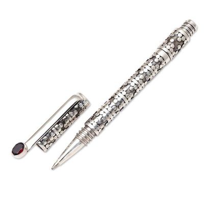 Alternate image for Modern Handmade Sterling and Garnet Ballpoint Pen Secret Code