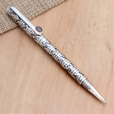 Alternate image for Modern Handmade Sterling and Garnet Ballpoint Pen Secret Code