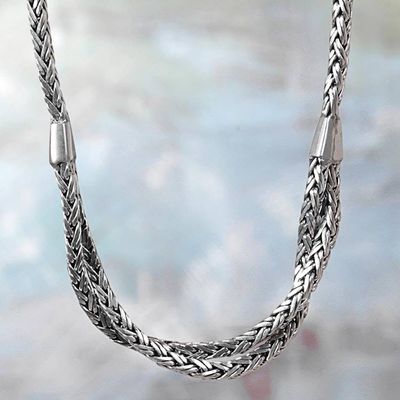Alternate image for Hand Made Sterling Silver Chain Necklace from Indonesia Inseparable Duo