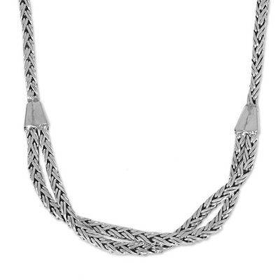Alternate image for Hand Made Sterling Silver Chain Necklace from Indonesia Inseparable Duo