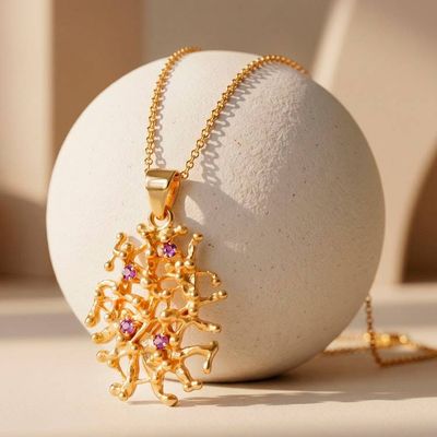 Alternate image for 18k Gold-Plating Faceted Amethyst Pendant Necklace from Bali Wise Beginnings