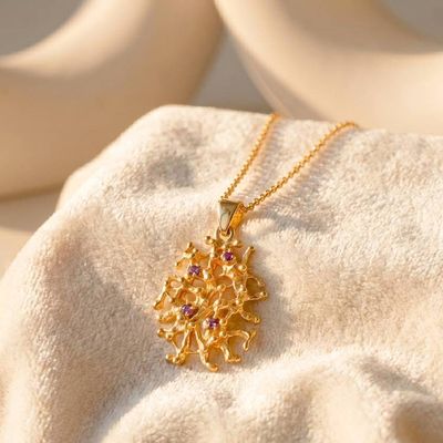 Alternate image for 18k Gold-Plating Faceted Amethyst Pendant Necklace from Bali Wise Beginnings