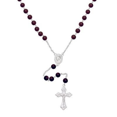 Alternate image for Handmade Amethyst and Sterling Silver Rosary Y-Necklace Blessed Mary