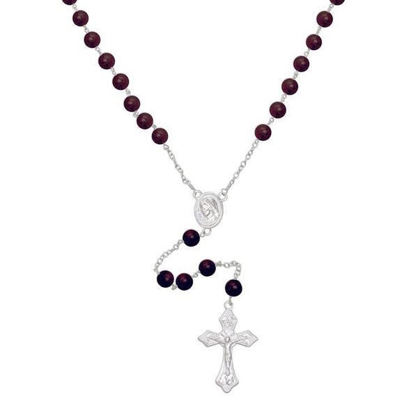 Alternate image for Handmade Amethyst and Sterling Silver Rosary Y-Necklace Blessed Mary