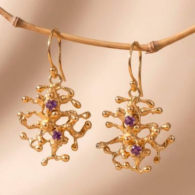 Alternate image for Avant-Garde 18k Gold-Plated Faceted Amethyst Dangle Earrings Wise Beginnings