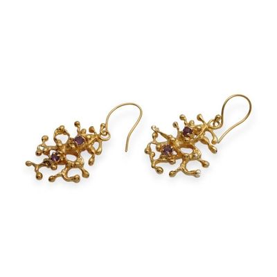 Alternate image for Avant-Garde 18k Gold-Plated Faceted Amethyst Dangle Earrings Wise Beginnings