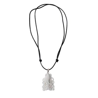 Alternate image for White Octopus Pendant Necklace Hand Carved of Bone White Bali Octopus