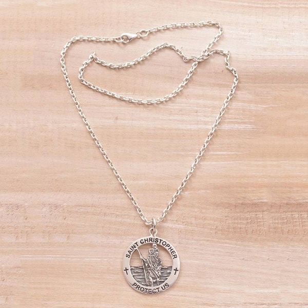 Alternate image for Saint Christopher Sterling Silver Pendant Necklace from Java Saint Christopher