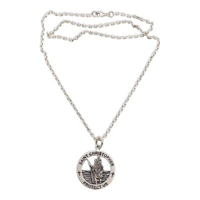Alternate image for Saint Christopher Sterling Silver Pendant Necklace from Java Saint Christopher