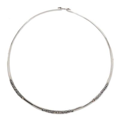 Primary image for Sterling Silver Gold Accent Collar Necklace from Indonesia Swirling Vines