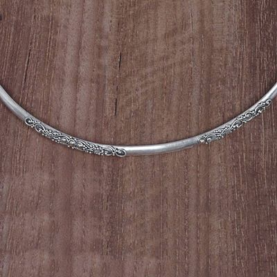 Alternate image for Sterling Silver Gold Accent Collar Necklace from Indonesia Swirling Vines