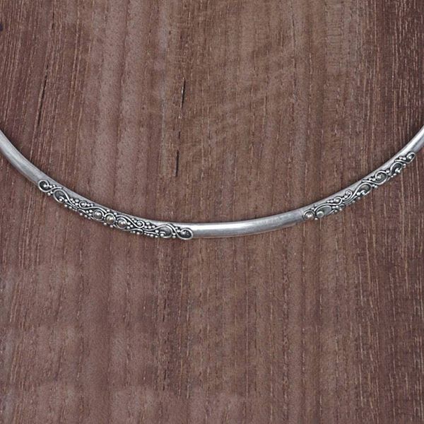 Alternate image for Sterling Silver Gold Accent Collar Necklace from Indonesia Swirling Vines