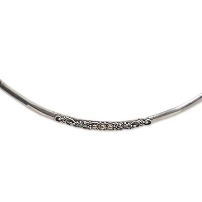 Alternate image for Sterling Silver Gold Accent Collar Necklace from Indonesia Swirling Vines