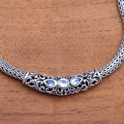 Alternate image for Faceted Blue Topaz Pendant Necklace from Bali Warrior Queen
