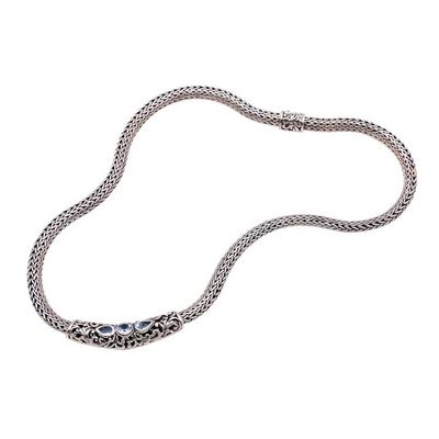 Alternate image for Faceted Blue Topaz Pendant Necklace from Bali Warrior Queen
