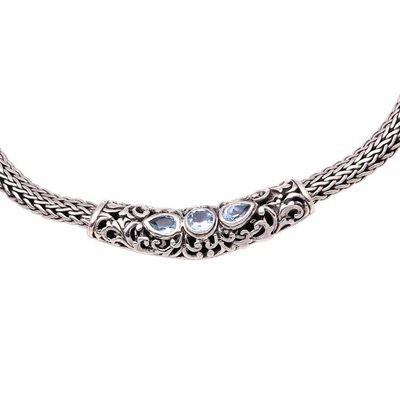 Alternate image for Faceted Blue Topaz Pendant Necklace from Bali Warrior Queen