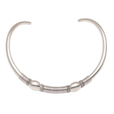 Alternate image for Sterling Silver Bubble and Dot Motif Collar Necklace Bubble Queen