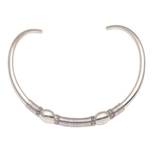 Alternate image for Sterling Silver Bubble and Dot Motif Collar Necklace Bubble Queen