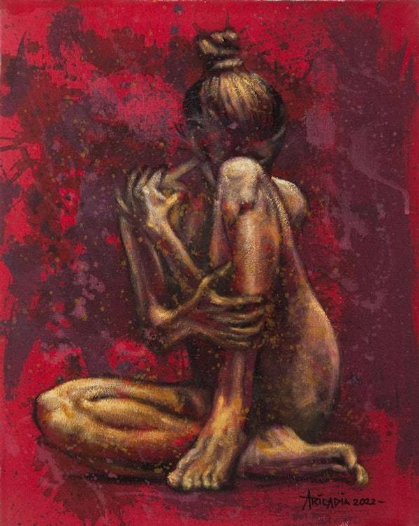 Alternate image for Female Portrait in Oil and Acrylic on Canvas The Last Trauma