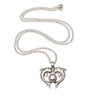 Alternate image for Cultured Pearl Dolphin Pendant Necklace from Bali Dolphin Gift