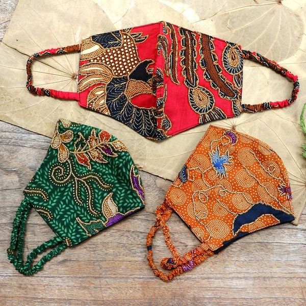 Alternate image for Artisan Crafted Beaded Batik Face Masks Set of 3 Batik Sparkle