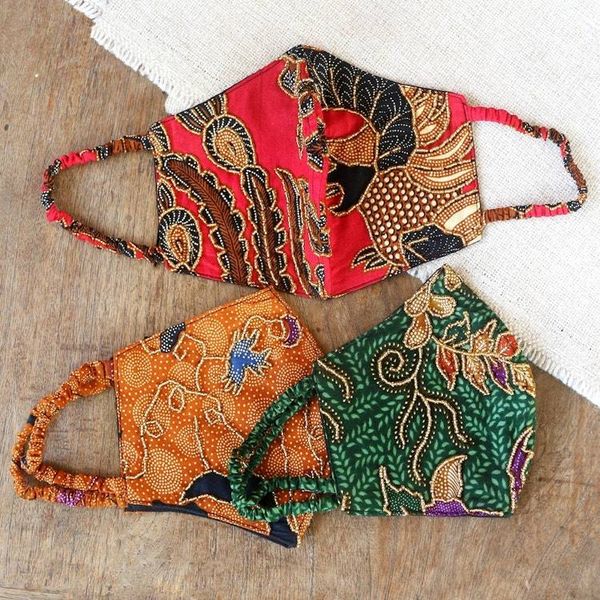 Alternate image for Artisan Crafted Beaded Batik Face Masks Set of 3 Batik Sparkle