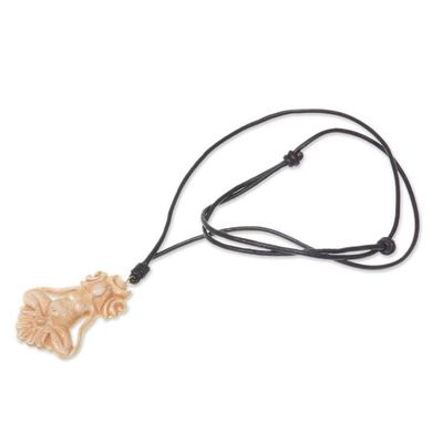 Alternate image for Hand Crafted Cow Bone Pendant on Leather Cord Necklace Serene Meditation
