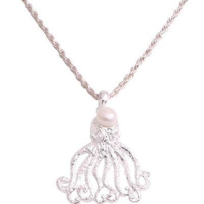 Alternate image for Cultured Pearl Octopus Pendant Necklace Crafted in Bali Gurita Reef