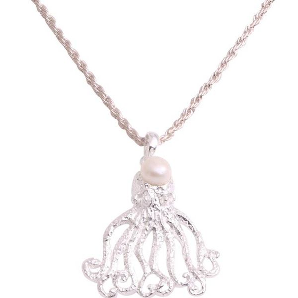 Alternate image for Cultured Pearl Octopus Pendant Necklace Crafted in Bali Gurita Reef