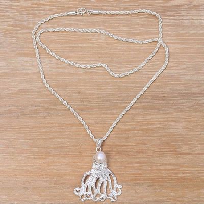 Alternate image for Cultured Pearl Octopus Pendant Necklace Crafted in Bali Gurita Reef