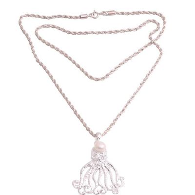 Alternate image for Cultured Pearl Octopus Pendant Necklace Crafted in Bali Gurita Reef