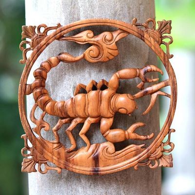 Alternate image for Suar Wood Scorpion Relief Panel from Bali Scorpion
