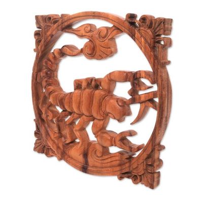 Alternate image for Suar Wood Scorpion Relief Panel from Bali Scorpion